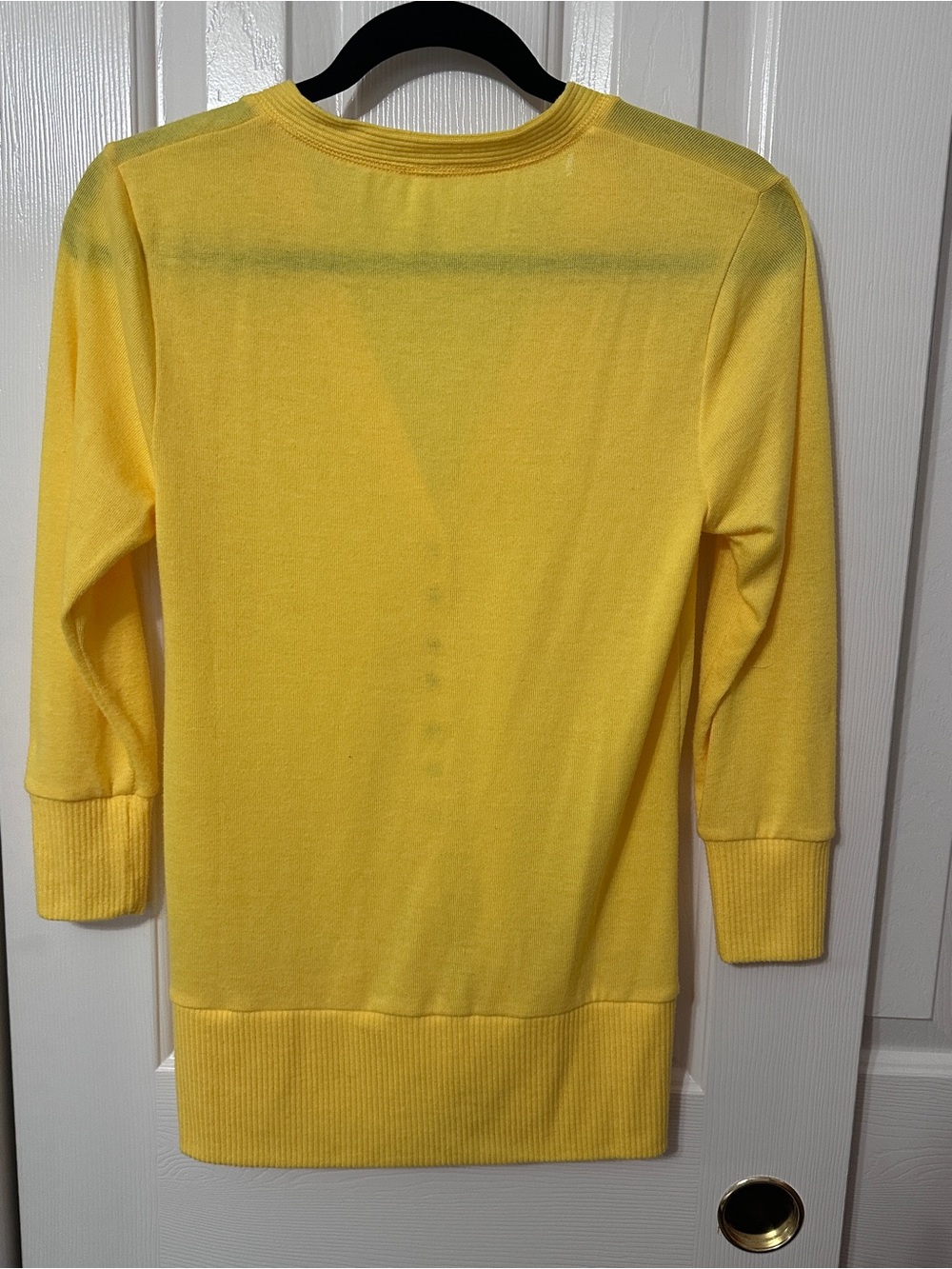 Yellow Button-Front Women's Sweater Cardigan - Picture 5 of 5
